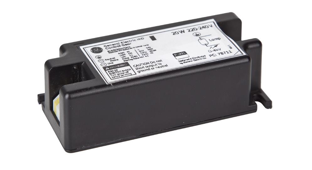 Control gear and accessories Electronic ballasts GE s range of electronic HID ballasts are designed to allow optimal performance of our range of ConstantColor CMH lamps, offering reduced power