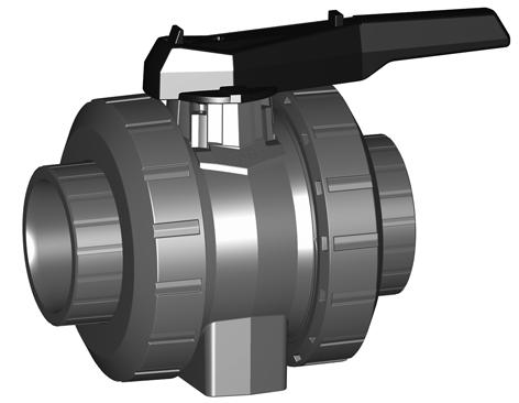 Type 546 Ball Valve PROGEF Stanar With fusion sockets metric oel: aterial: PP- esigne for easy installation an removal Ball seals PTFE Integrate stainless steel mounting inserts z-imension, valve en