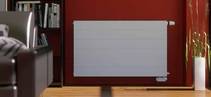 RADIK RC LINE The panel radiator in the version LINE with a flat front panel with fine horizontal grooves, and in the version VENTIL 