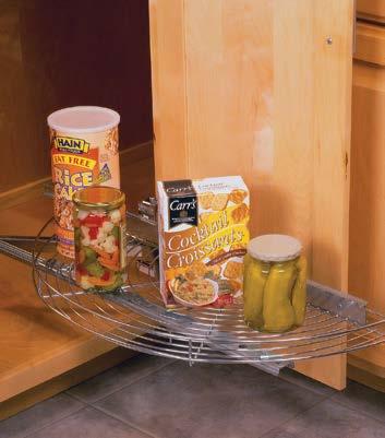 Lazy Susans ire Lazy Susans A ire alf-moon Lazy Susans B -Shape -Shape esigned for use in blind corner cabinets C KV Eco-Friendly Frosted Nickel finish or hite Pivot-out shelf features non-handed