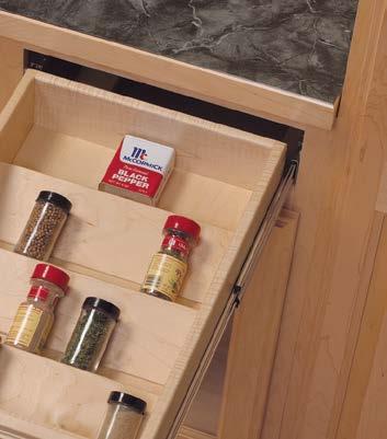 rawer Inserts & Sinks Front Trays Spice Trays Spice Trays Organizes spices or small items into four neat rows Birch veneer finish on ood Spice Trays complements most interior wood drawer finishes