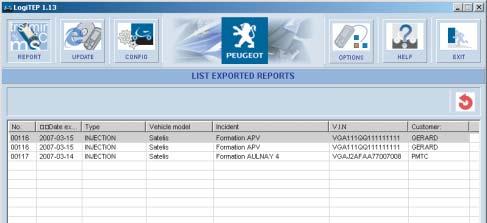 1 2 Select the recorded value to be exported. Press the exportation button (1).