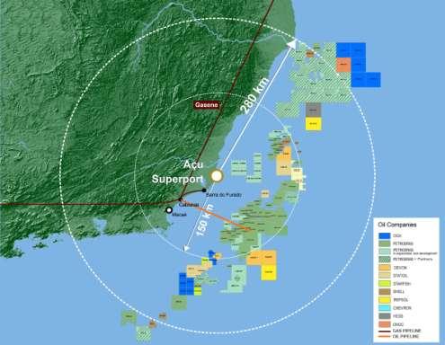 AÇU SUPERPORT Estrategic Location for the Oil Market DISTANCE 280 km 150 km SPEED 12 knots 12 knots TIME 12.6 hours 6.