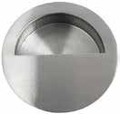 Round flush finger pull Flange: 90mm, diameter: 72mm, depth: 19mm 74590 To be glued into the same size diameter hole Concealed fixing Rectangular flush pull Size: 120mm (H) x 40mm (W) x 12mm (D)