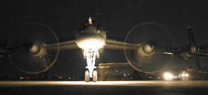 n Bombers A Russian Air Force Tu-95MS Bear-H bomber starts its engines at the beginning of a night mission.