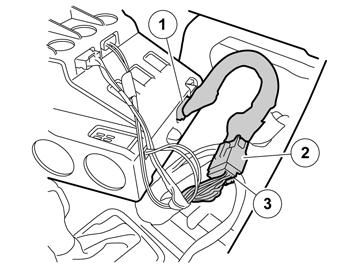 45 Applies to cars with internal amplifier Connect the gray connector (1) in the new cable harness to the corresponding socket in the media player.