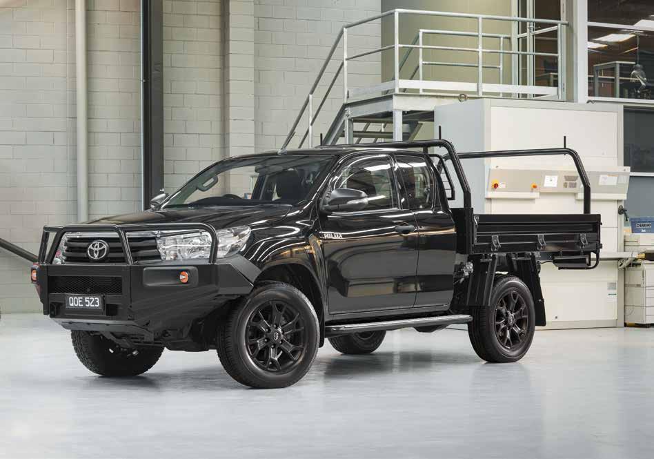4x4 WorkMate Extra-Cab Cab-Chassis Turbo-diesel in Eclipse Black12 shown accessorised with Commercial Steel Bull Bar, 18" Alloy Wheels, Heavy