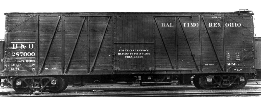 M-24 500 cars, 1.25% of the box car fleet M-24a 287000 poses at Mount Clare in this photo, circa 1933.