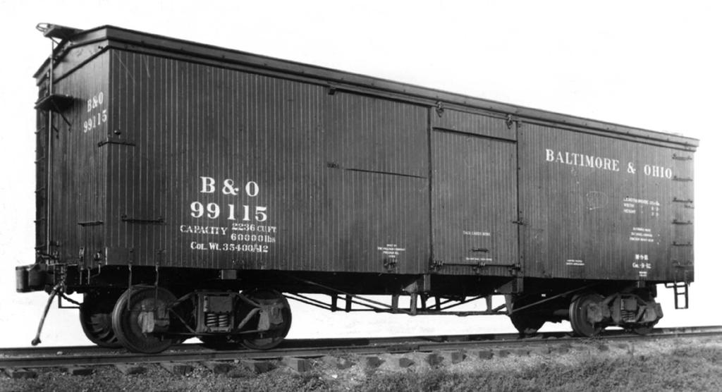 M-8 and subclasses 9988 cars, 25% of the box car fleet M-8b 99115 shown after a steel centersill was installed at the Ralston Steel Car Company in 1912.