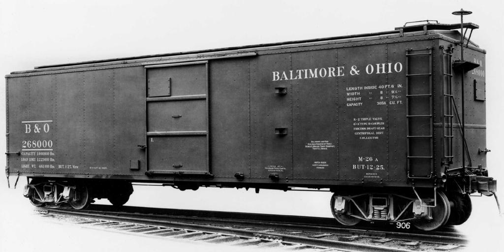 M-26 and subclasses 4883 cars, 12.2% of the box car fleet M-26a 268000 as built by Standard Steel Car Company in 1925.