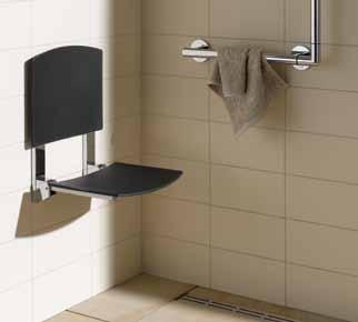Numerous shower seat options in different colours round the