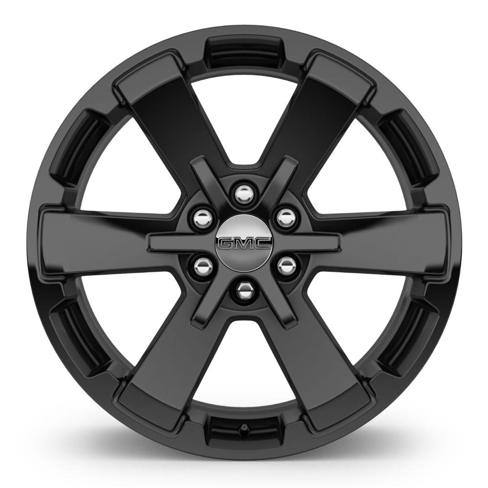 HIGH GLOSS BLACK - GMC 22 Inch Wheels / 22-Inch Wheels 5-Split-Spoke Ultra Bright Machined High-Gloss Black