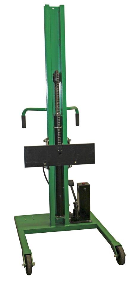 Portable Lifts - Manual Drive Drum Grip is spring-and cam-actuated to automatically grip as pressure against drum forces jaws down. Adjusts to fit steel drum 18-23" in diameter.