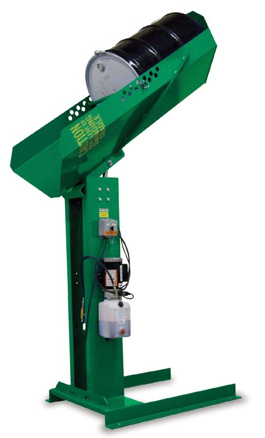 Drum Dumpers Our economical, adaptable Drum Dumpers are available in 1,000-lb. and 1,500-lb capacities with dump heights ranging from 36 to 120 at a 45 degree dump angle.