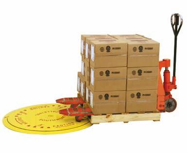 that is appropriate for each model PALLETPAL DISC TURNTABLE Low-profile design, less than 1" high, allows PalletPal Disc Turntables to accept a hand pallet truck By rotating the load, the operator