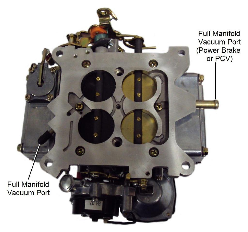 The full manifold vacuum source in the front of the throttle body provides vacuum for proper operation of the air cleaner, the pump diverter valve (if equipped), AC/Cruise, and/or the temperature