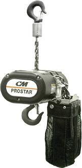 PROSTAR CAPACITIES LIFT SPEEDS VOLTAGES 300 to 1000 LBS 60 feet standard 8 to 40 feet/minute Single & 3-phase available Lightweight, quiet and portable, the CM Prostar is designed and built for the
