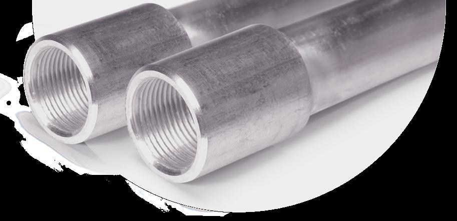 INTRUCING Rigid Aluminum Conduit Includes coupling on one end and color-coded thread protector on the other.