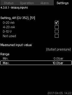8.7.30 Analog inputs (4.3.8.1 to 4.3.8.7) 8.7.31 Analog inputs and measured value (4.3.8.1.1-4.3.8.7.1) English (GB) Fig. 80 Analog inputs In this menu, you can set "Analog inputs".