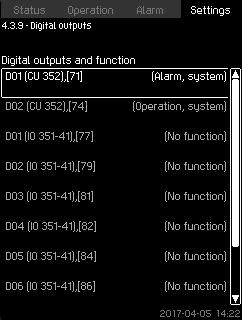 English (GB) 8.7.32 Digital outputs (4.3.9) Fig. 82 Digital outputs Each digital output can be activated and related to a certain function. As standard, the system has two digital outputs.