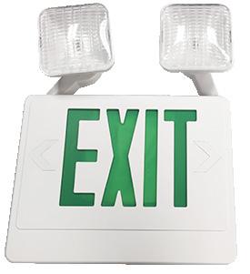 PAC0409 Thermoplastic Combo Exit/Emergency Lights Pace s PAC0409 series model offers a combination of energy-saving LED exit signs and incandescent emergency lighting in one compact, modern design.