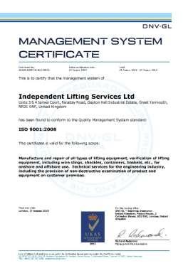 Accreditations At Independent Lifting Services we always ensure that all customer requirements are met to the highest