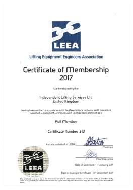 We are also full members of the Lifting Equipment Engineers Association.