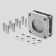 Multi-position kit DPNC Material: Flange: Wrought aluminium alloy threaded pins, hex nuts: Galvanised steel Free of copper and PTFE RoHS-compliant + =plusstrokelength Note The maximum overall stroke