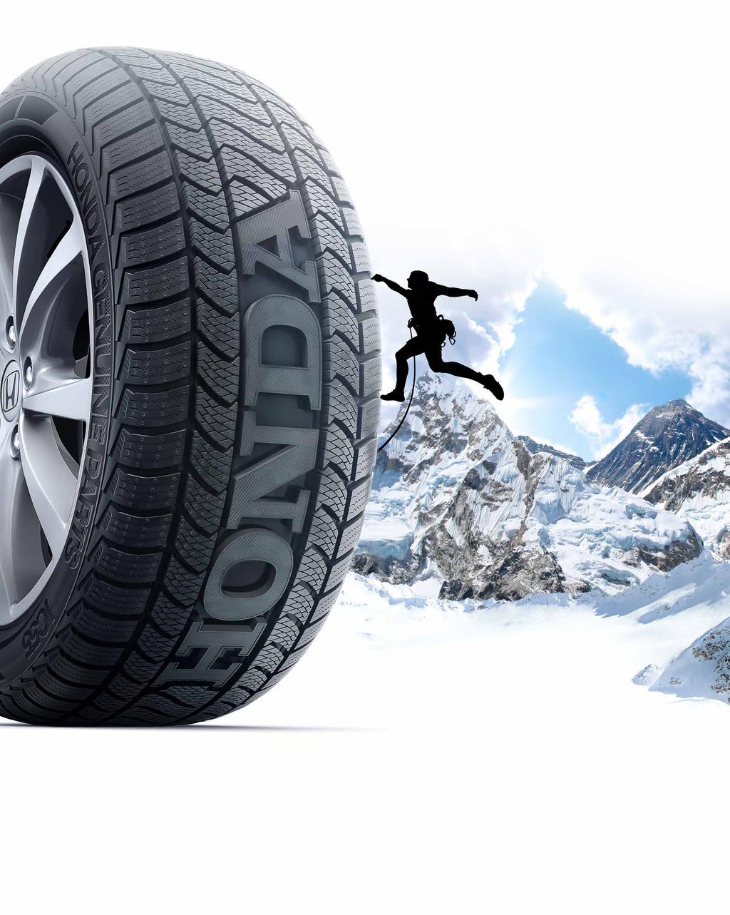 Get a grip on winter HONDA WINTER TYRES AND RIMS HONDA GENUINE PARTS High quality, better results, longer lasting *This image is purely