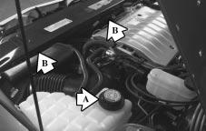 Cooling System When you decide it s safe to lift the hood, here s what you ll see: CAUTION: An electric engine cooling fan under the hood can start up even when the engine is not running and can