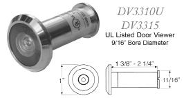 Options: DGDEP128 - Door Angle Protector DGS128 - Door Guard Shim DG128BR DGDEP128 DGS128 US3,10B,15,26,26D 10B,15,26,26D Black Viewers DV190 Door Viewer 9/16 Bore Diameter DV3315