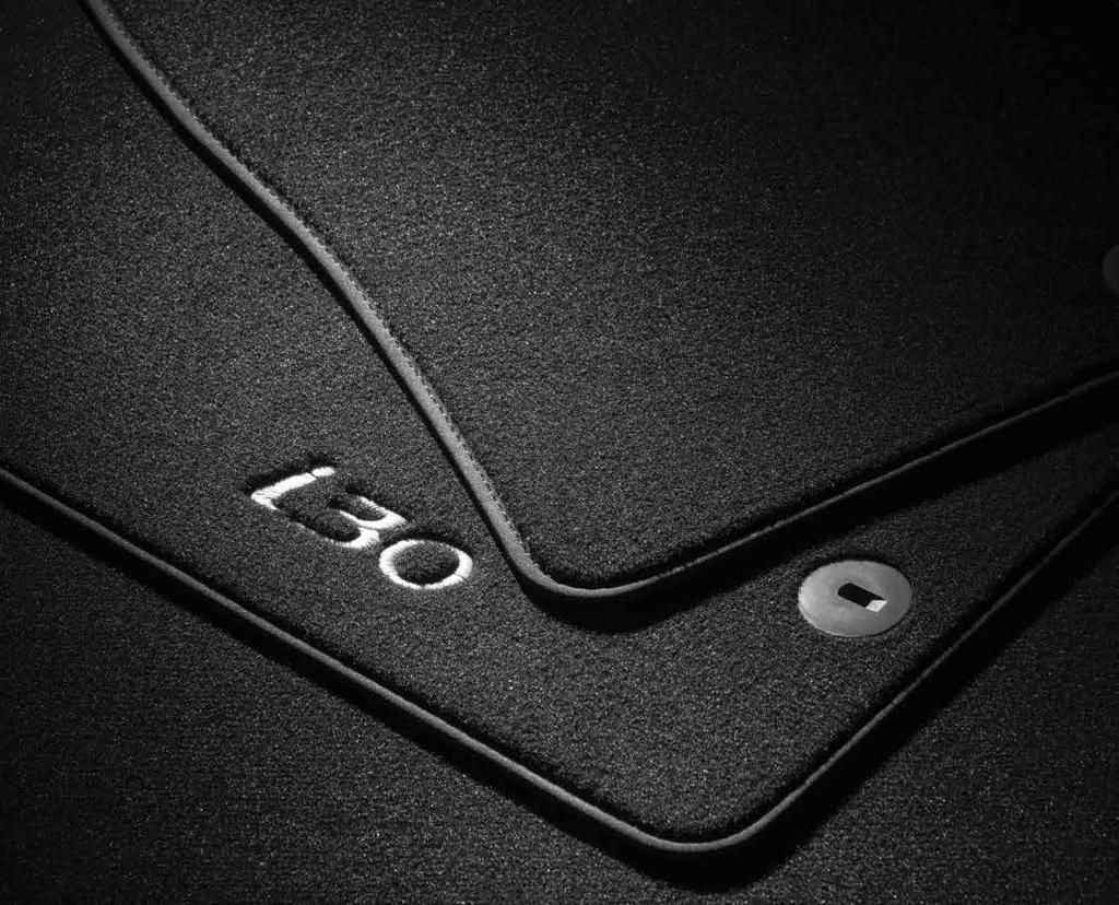 covering of hard-wearing needle felt. Made-tomeasure and featuring the i30 logo in the driver s mat, these mats are held in place with fixing points and antislip backing.