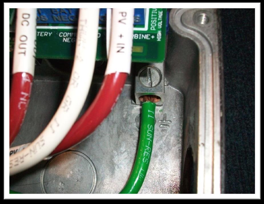 Chassis Grounding In all installations the Classic chassis should be connected to ground. For systems with a battery breaker sized 60 amps and smaller, 10 AWG (6 mm 2 ) copper is generally sufficient.
