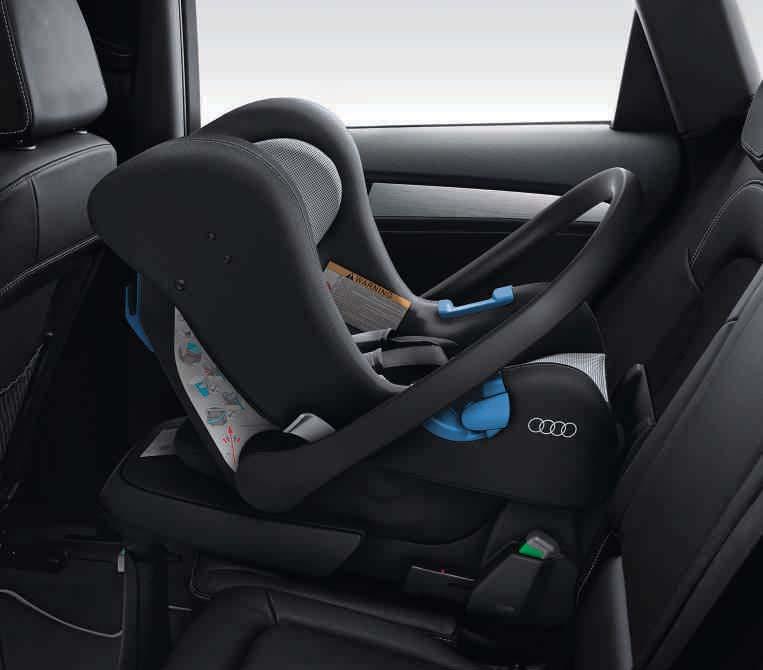 24 25 Family 1 Audi baby seat Easy to fit using the ISOFIX base (recommended). Can also be secured using the three-point belt.