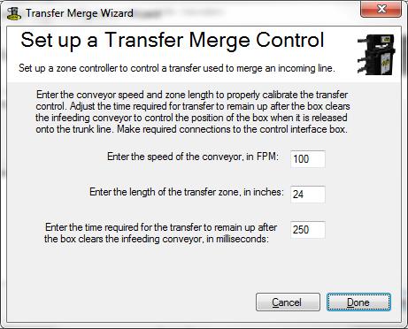 Installation and configuration of the transfer merge control includes the following steps:.