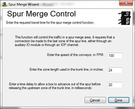 Connect to Zone Controller B Connect to Zone Controller C Connect to Zone Controller A... 9. 0.. The Spur Merge wizard asks for three parameters.