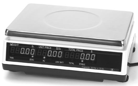 ON OFF TARE DISPLAY INDICATORS TARE ZERO AC LOW BATT TOTAL STABLE ON/OFF Used to turn the scale on and off. TARE Used to subtract the weight of the food container or handling paper.