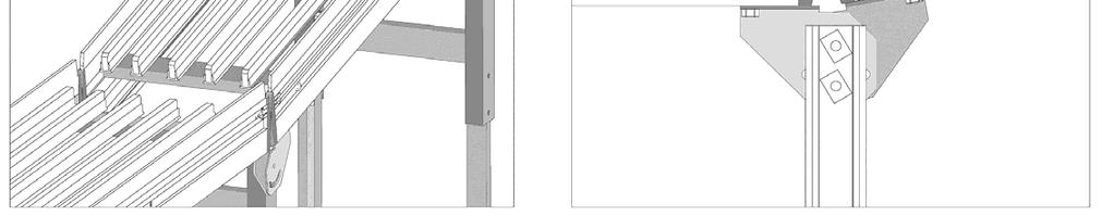 If holes are not present, place the extensions centered between existing support bars and transfer mounting holes of the deck extension to the conveyor support bar.
