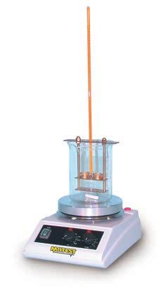 The unit consists of a pyrex beaker, brass frame, two tapered rings, two ball centering guides and two balls. Weight 900 gr. ACCESSORIES: B072-01 THERMOMETER ASTM 15 C -2 to+80 C subd.