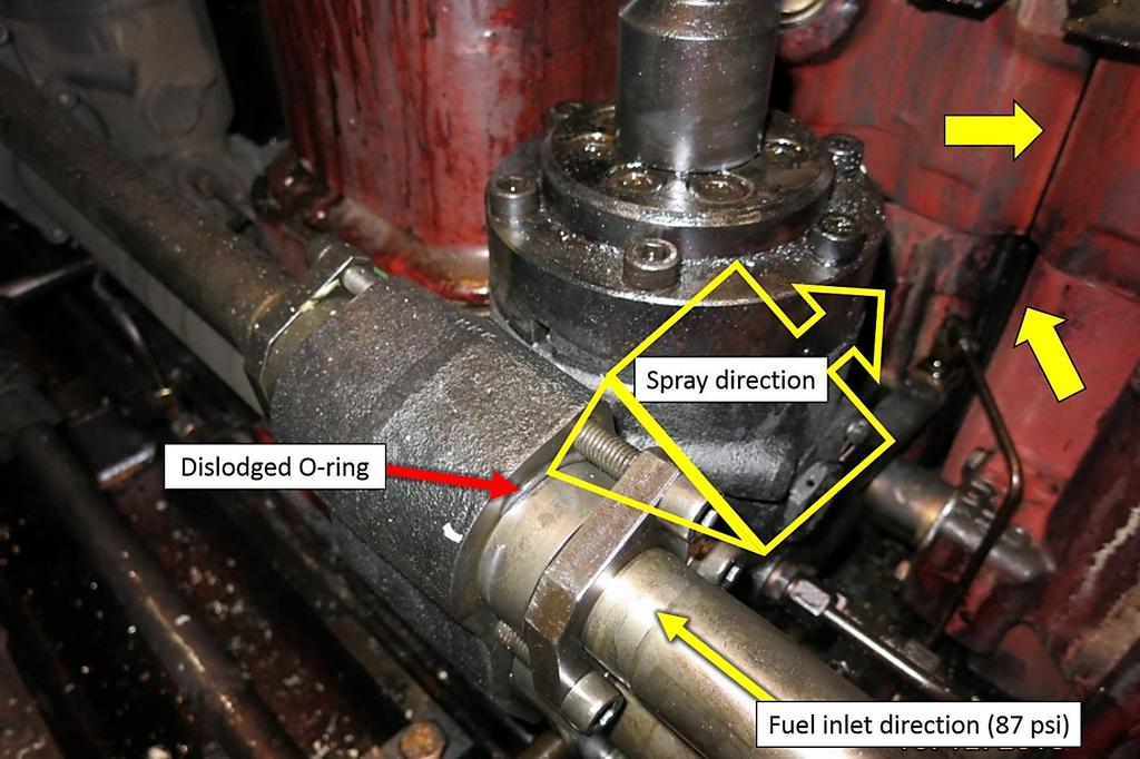 Location of fuel leak on Auxiliary Engine No.