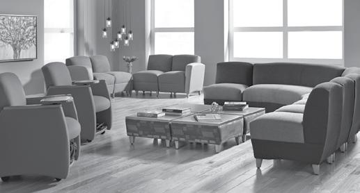 Especially suited for public areas and waiting rooms, the gentle curves and substantial visual scale of Accompany creates an impression of comfort, encouraging users to relax.