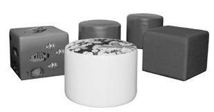 SIN various FLEX Flex Collaborative Ottomans HPFi s fully-upholstered ottomans are available in a wide variety of shapes cubes, circles, octagonal, two-seat bench or tapers.