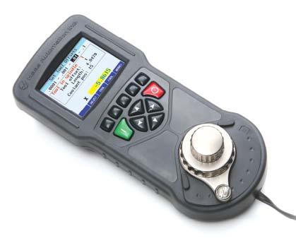 Remote Jog Handle The patented Haas color remote jog handle features a 2.8" color graphic display, an 11-button keypad, a triple-knob motion-control system, and a built-in LED inspection light.