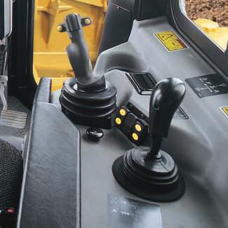 Cab. An isolation-mounted, pressurized cab reduces noise and vibration for operator comfort.
