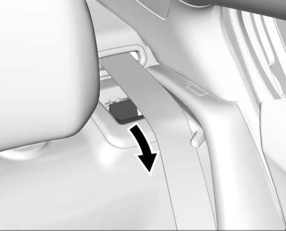 Reach under the safety belt and pull the lever on top of the seatback to unlock the seatback.