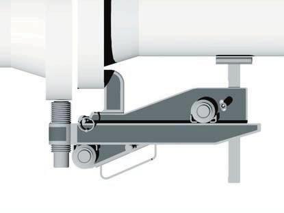 The FA6TE is secured to the lower of the two flanges by fully inserting the lift hook into the bolt-hole which is parallel with the bolt-hole on the opposite flange.