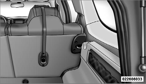 THINGS TO KNOW BEFORE STARTING YOUR VEHICLE 65 In addition, there are tether strap anchorages behind each rear seating position located on the back of the seat.