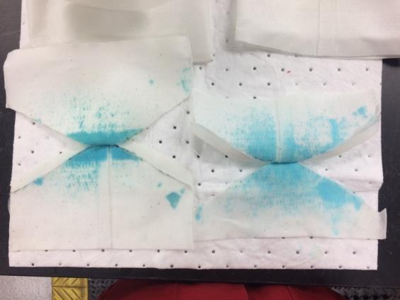 dyed blue, collected in bag filters from
