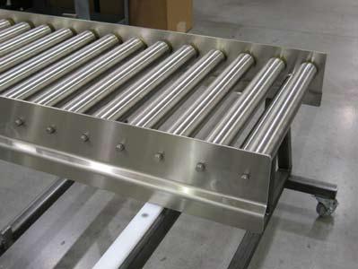 7400 Series: ROLLER CONVEYORS Specifications: Loads up to 20 lbs/roller Roller widths: 8, 12, 18, 24, 30, & 36 Conveyor lengths: 36 to 120 in 3 increments Frame is