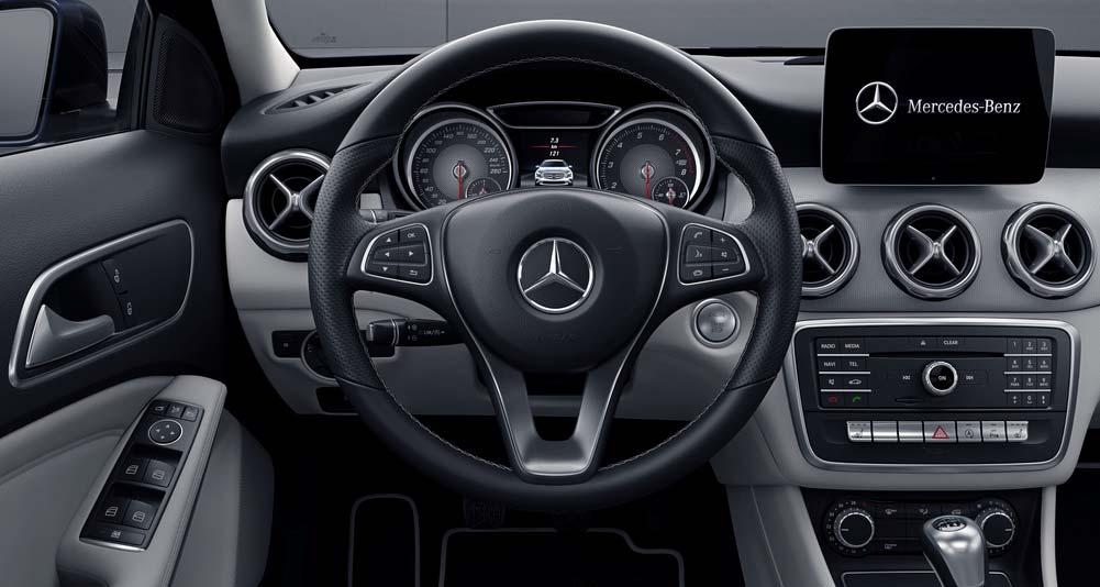 Controls in the upper control panel in silver chrome MY18 GLA 250 4MATIC AMG Instrument Cluster 13 Red air vent accents